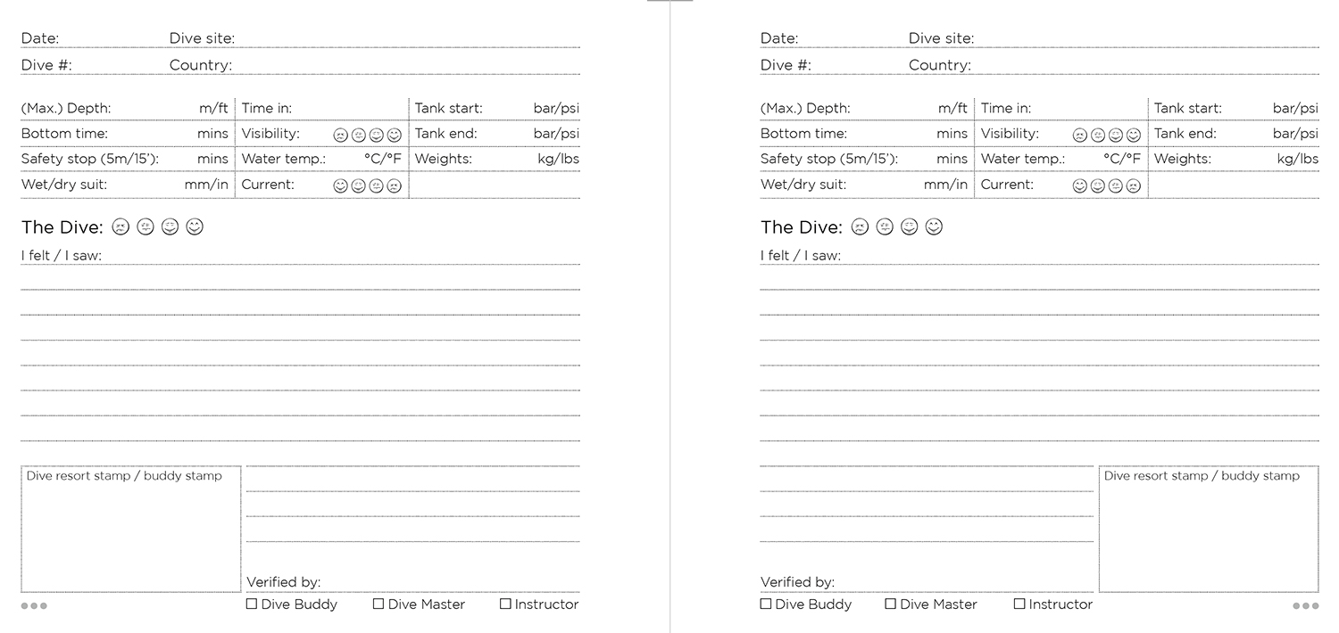 Dive Log basic, inside pages