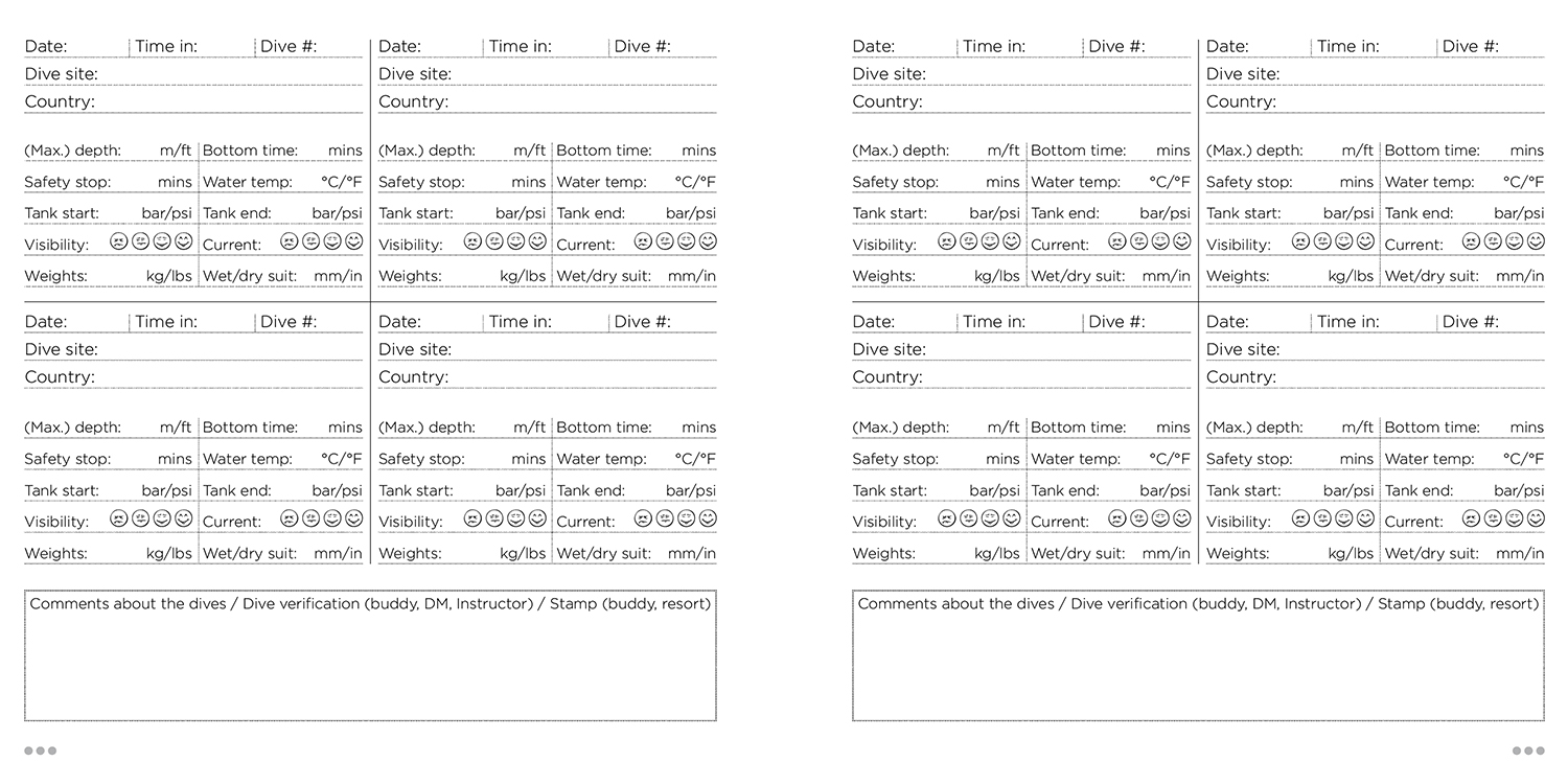 Dive Log pro, inside pages